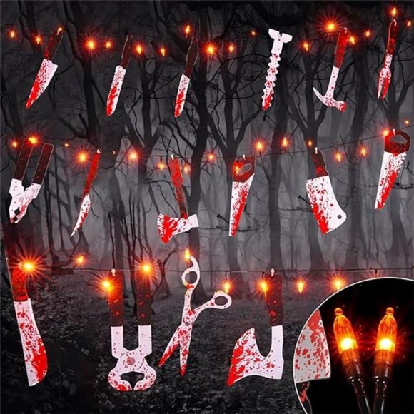 Scary Halloween Decorations Props, 12 FT Halloween String Lights with 16 Knives - Picture 8 of 8